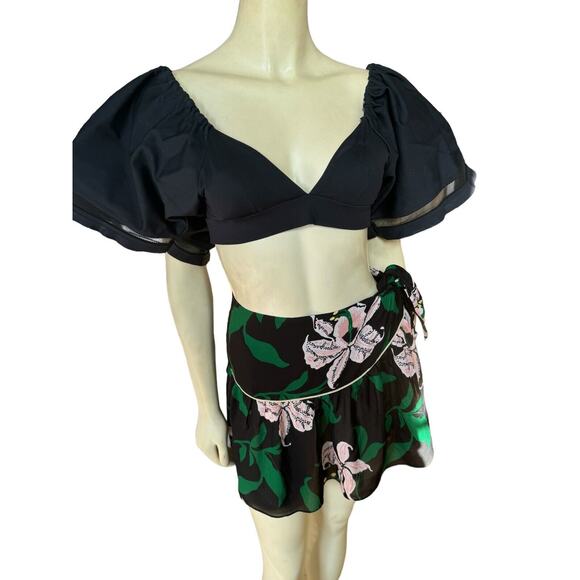Morgan Lane Floral Swim Bathing Suit Wrap Sarong Tropical Lily Small S/M - Picture 1 of 9